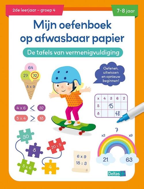 Mijn oefenboek op afwasbaar papier Tafels van vermenigvuldiging (7-8 j.)