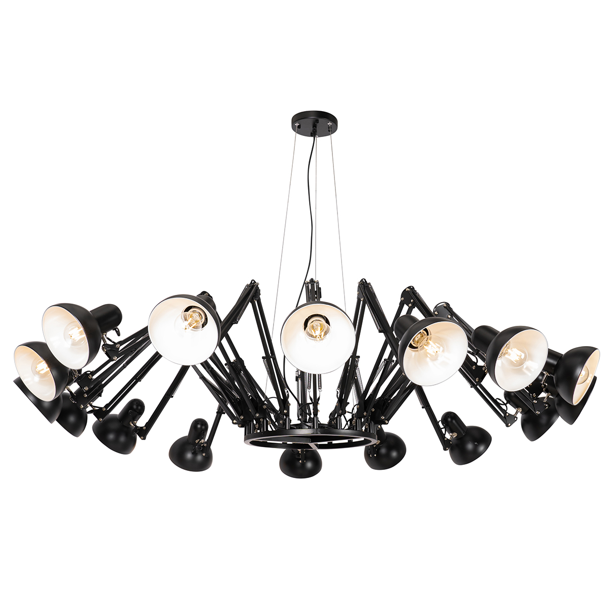 QAZQA Industriële hanglamp 16-lichts verstelbaar - Hobby Spinne - Zwart