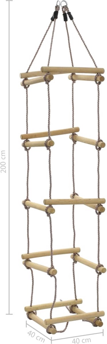 Vidaxl Touwladder 200 Cm Hout - Bruin