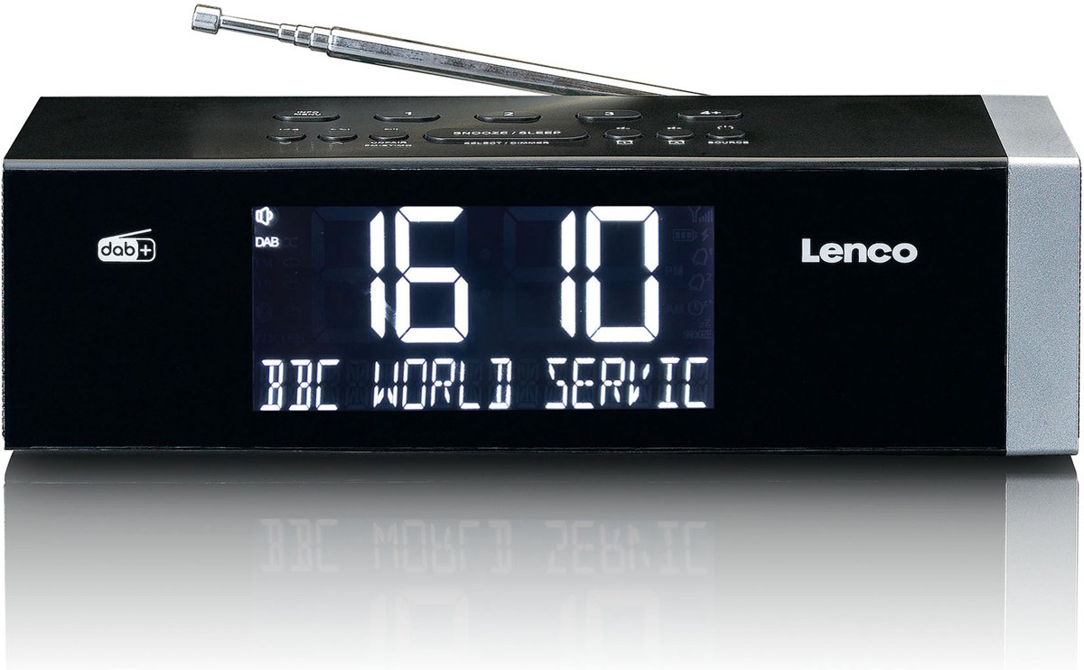 Lenco Stereo Fm Wekkerradio Met Radiogestuurde Klok En Aux-ingang Cr-640bk-zilver - Zwart