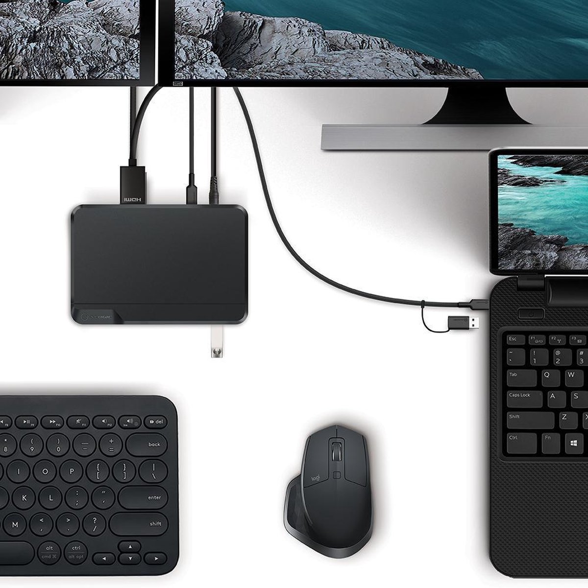 Alogic Universal Twin HD Docking Station with USB-C & USB-A Compatibility - Dual Display 1080p@60Hz