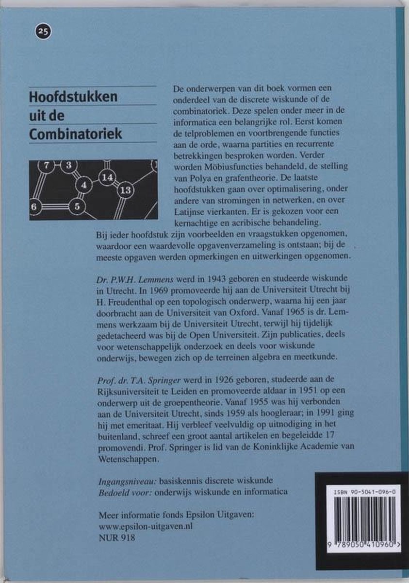 Epsilon Uitgaven Hoofdstukken uit de Combinatoriek