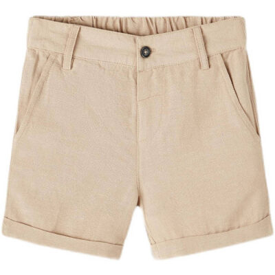 Name it - Bermuda De Niño Con Lino De Cintura Ajustable - Beige