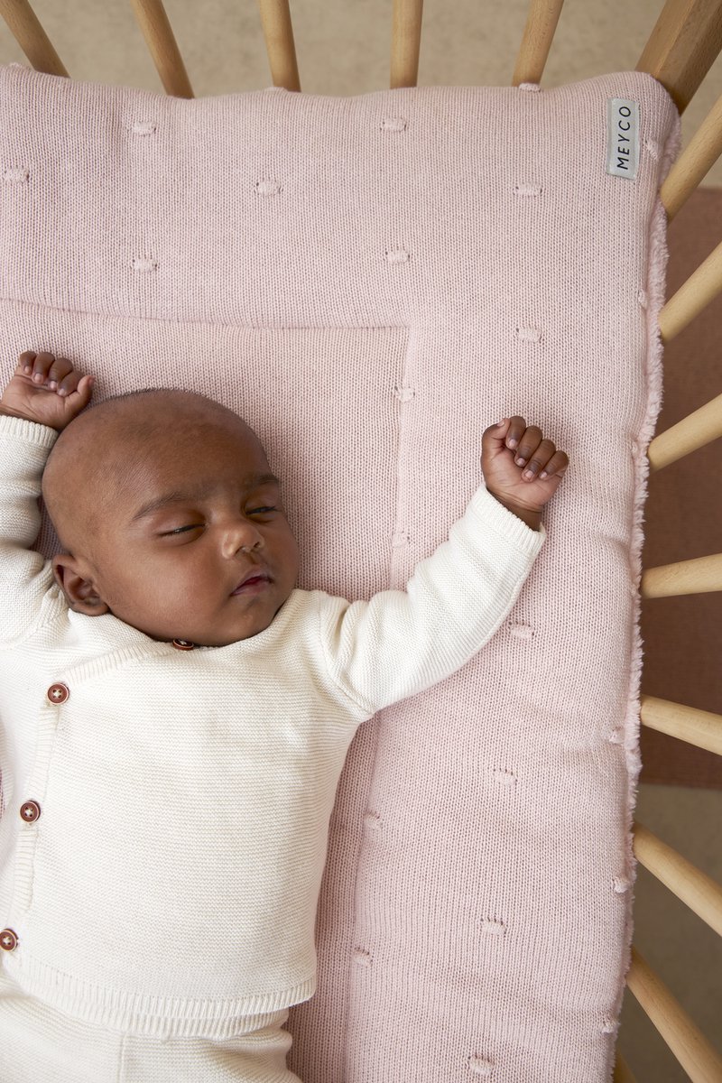 Meyco Mini Knots Boxkleed 77 x 97 cm Soft Pink