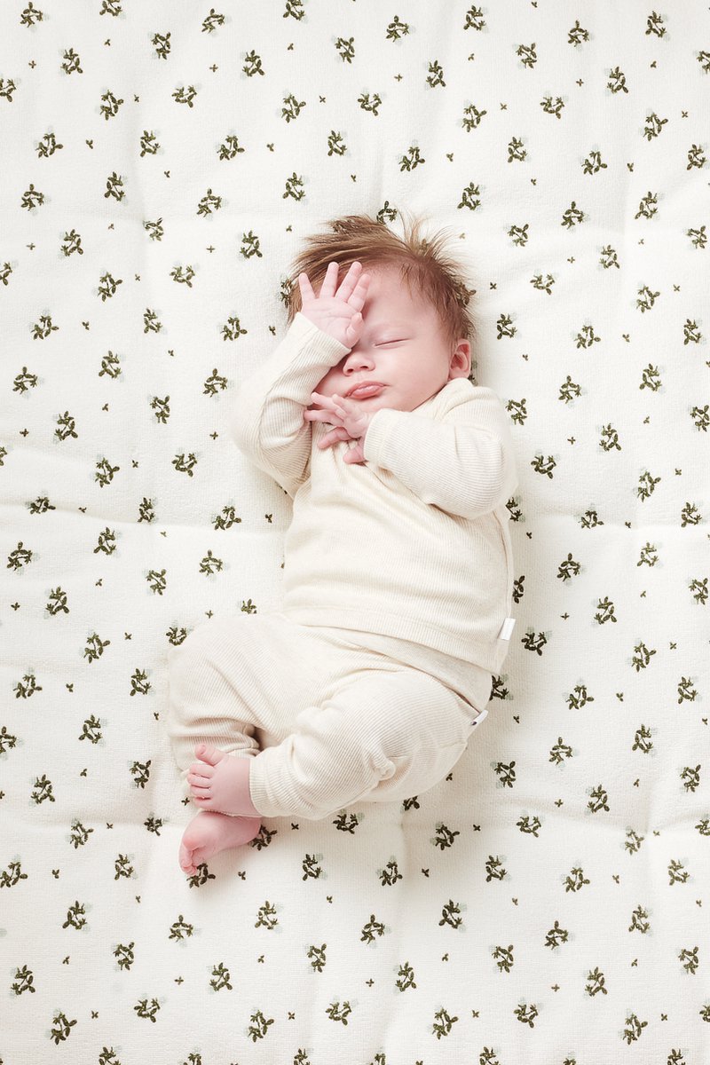 Noppies Blooming Clover Boxkleed Puritan Gray 75 x 95 cm