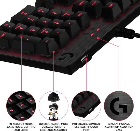 Logitech G413 Mechanical Gaming Keyboard QWERTY - Zwart