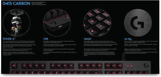Logitech G413 Mechanical Gaming Keyboard QWERTY - Zwart