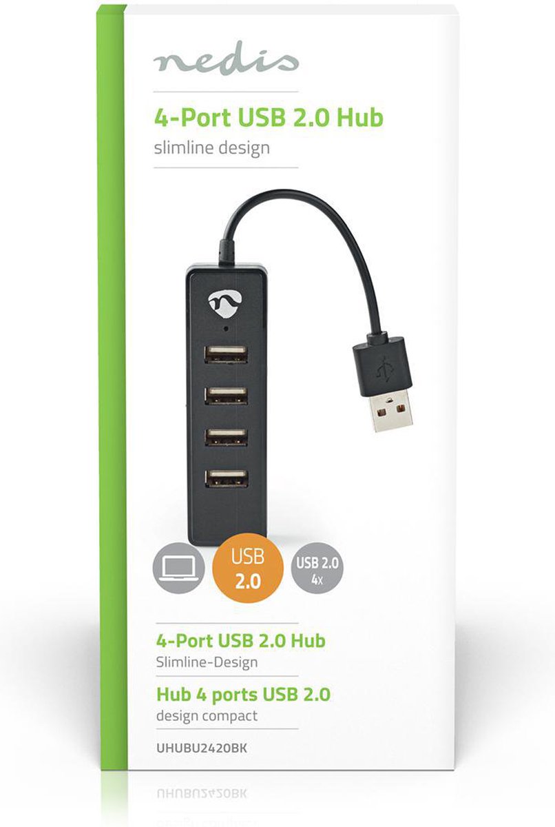 Nedis UHUBU2420BK - Hub - Zwart