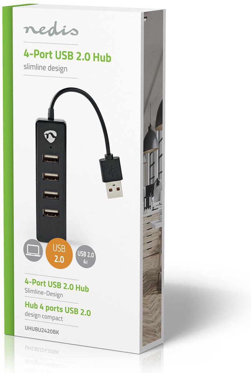 Nedis UHUBU2420BK - Hub - Zwart