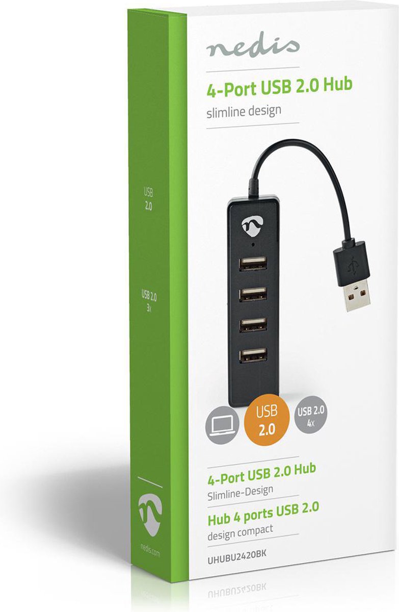 Nedis UHUBU2420BK - Hub - Zwart