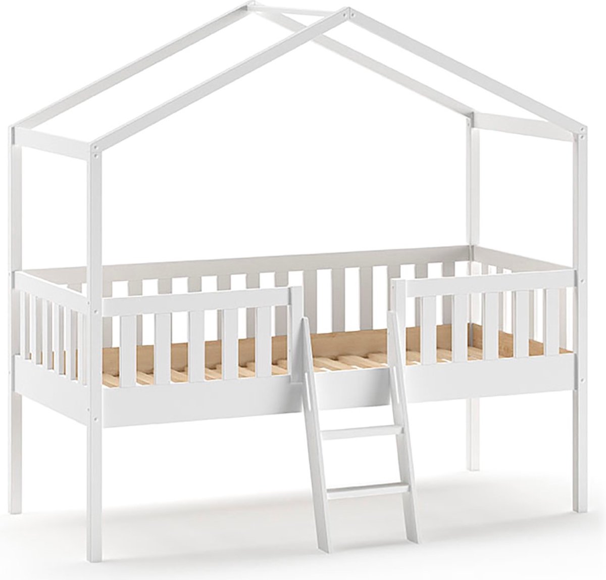 Vipack Dallas Huisbed Verhoogd met Ladder Wit