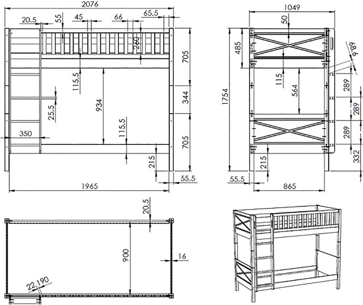 Vipack Scott Stapelbed Wit
