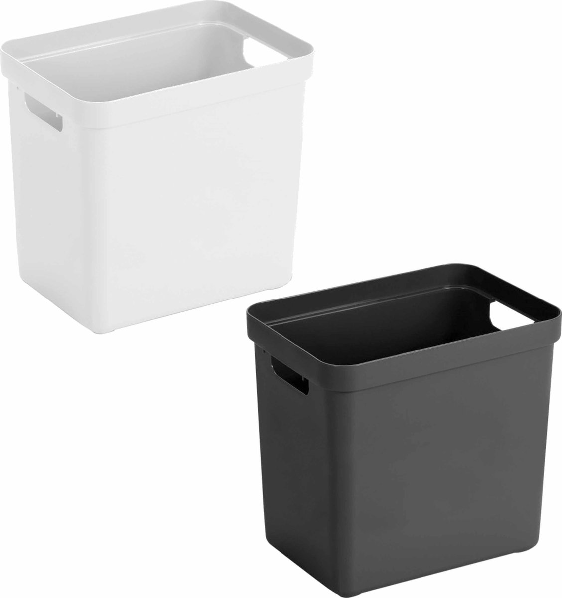 Set Van 4x Stuks Opbergboxen/opbergmanden 25 Liter Kunststof Zwart En Wit - Opbergbox