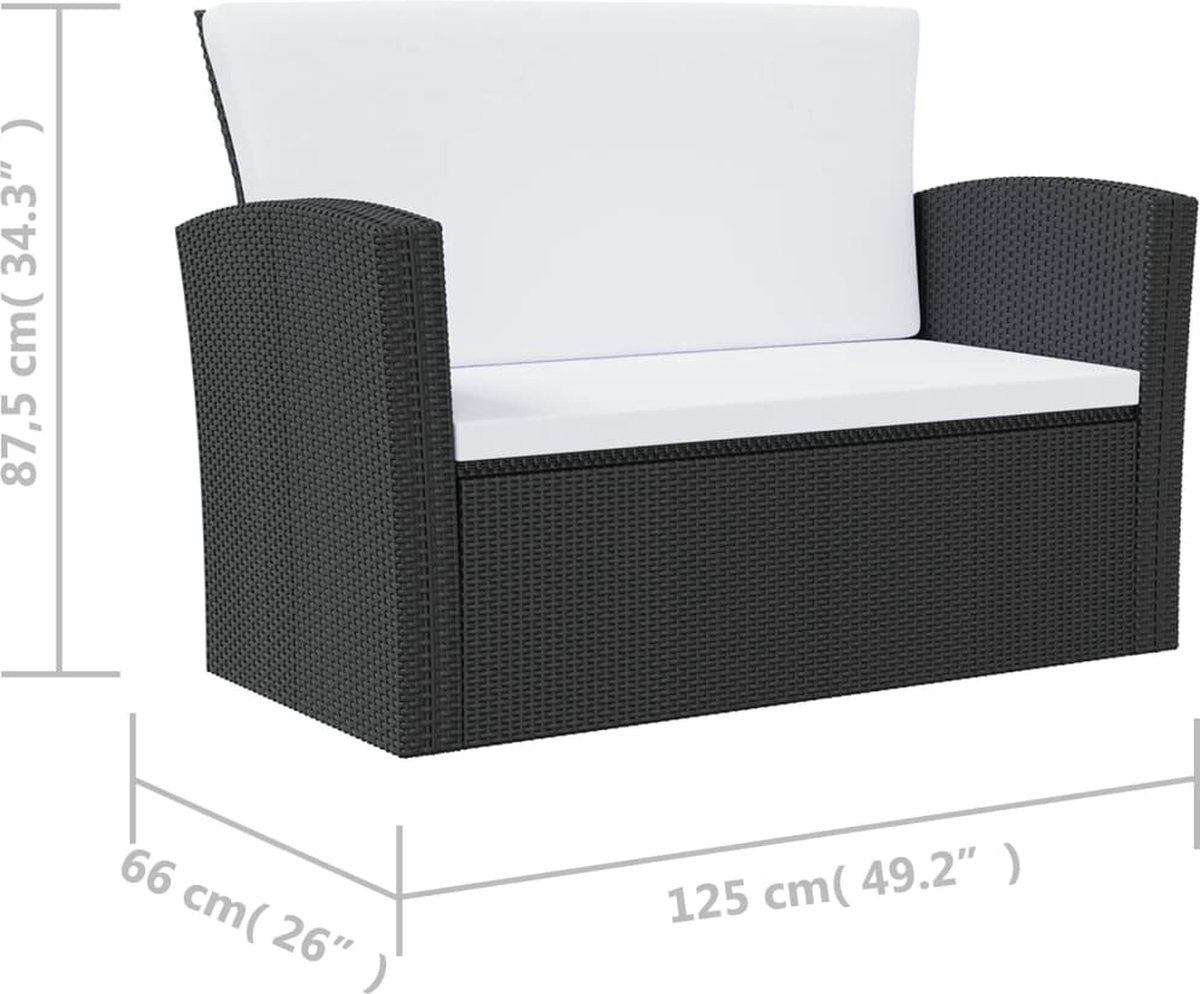 Vidaxl 16-delige Loungeset Met Kussens Poly Rattan - Zwart