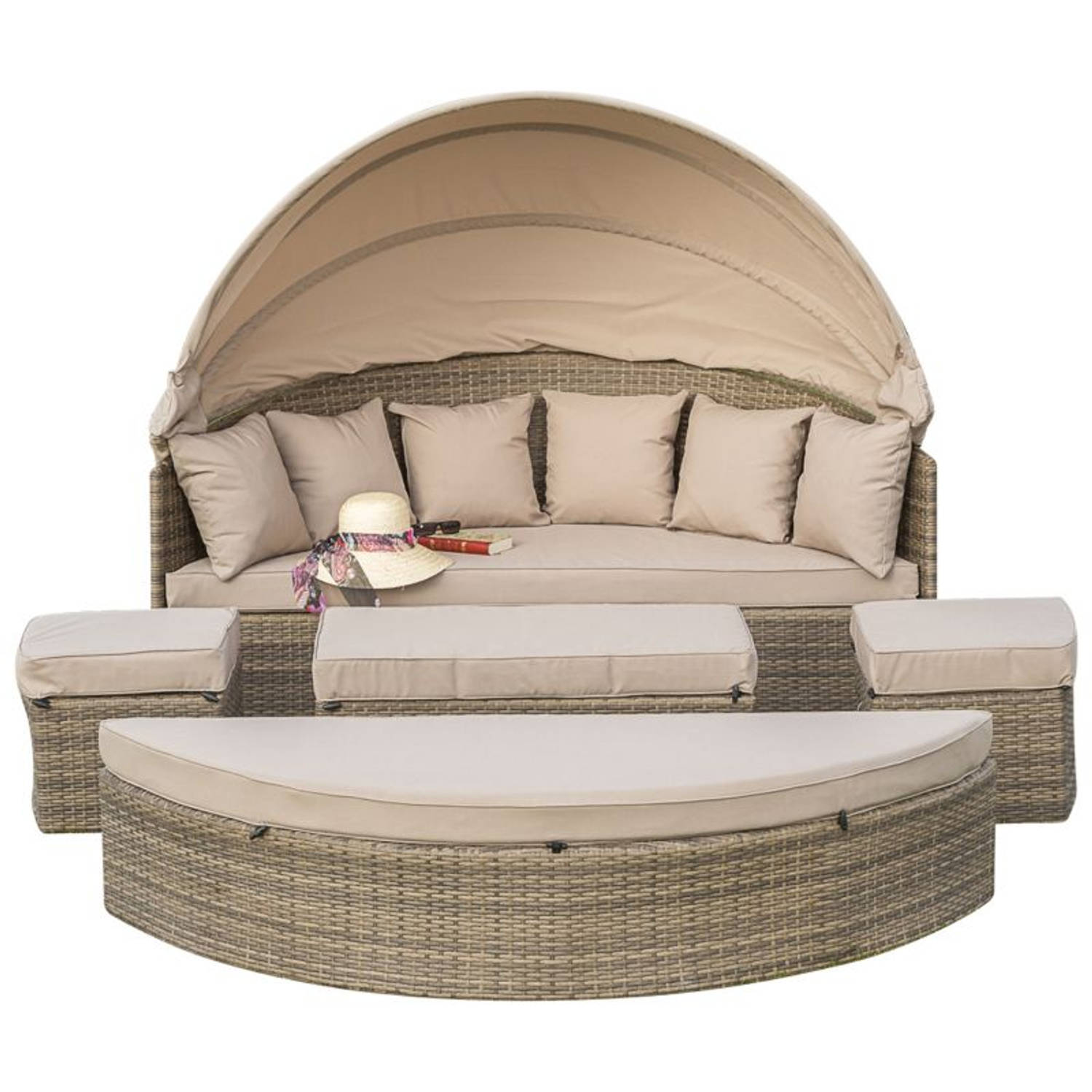 Zonneeiland, Beige, Loveseat, Relax-eiland, Loungebed, Ligbed, Loungeset,""riva""