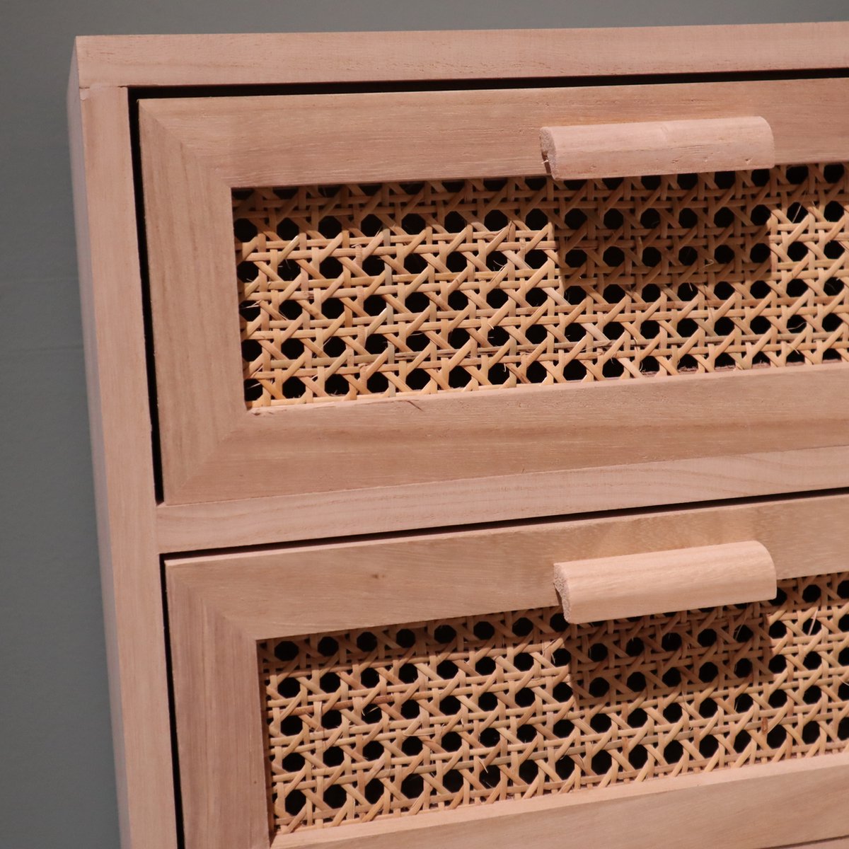 Dijk Natural Collections Dknc - Kast Met Geweven Band Paulownia Hout - 38x28x62cm - Natuurlijk