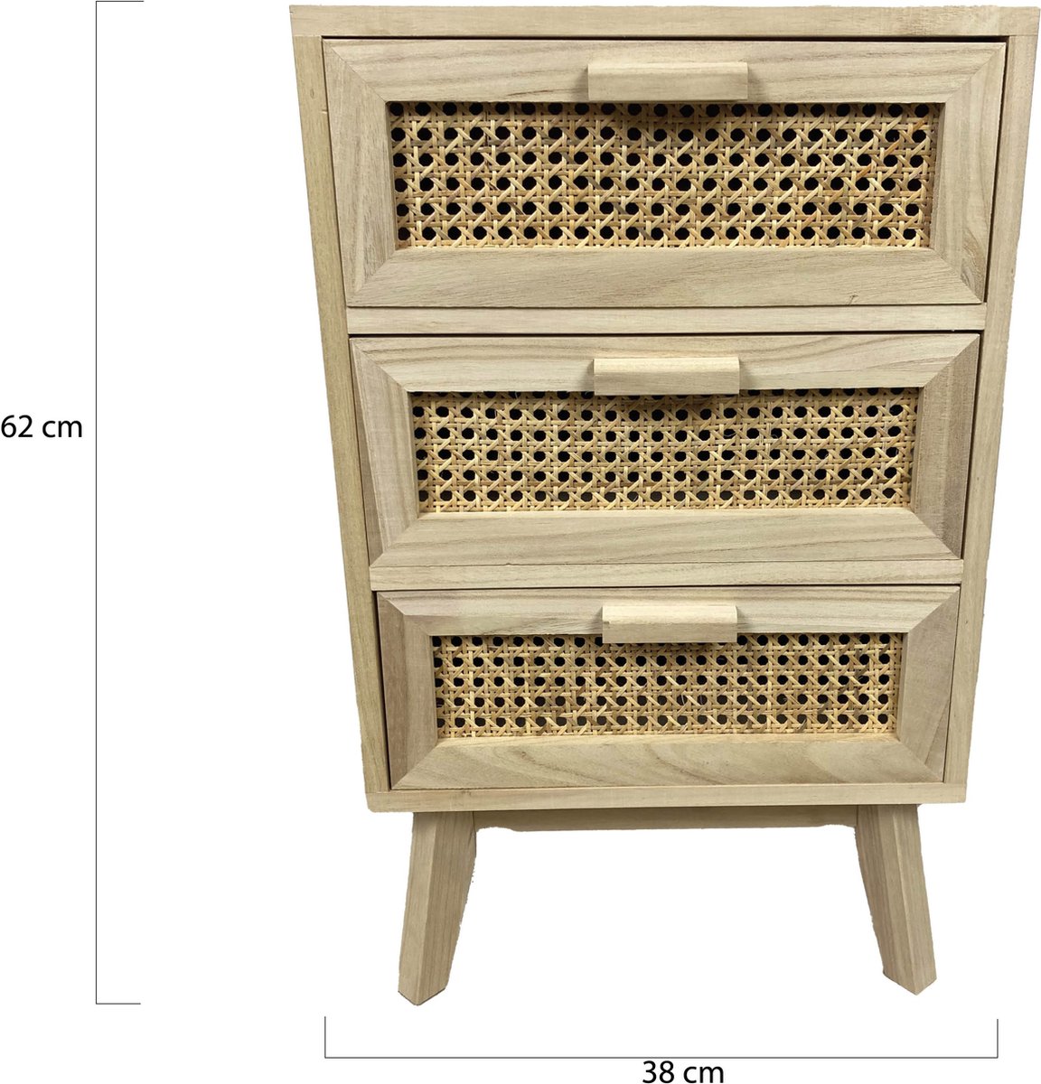 Dijk Natural Collections Dknc - Kast Met Geweven Band Paulownia Hout - 38x28x62cm - Natuurlijk