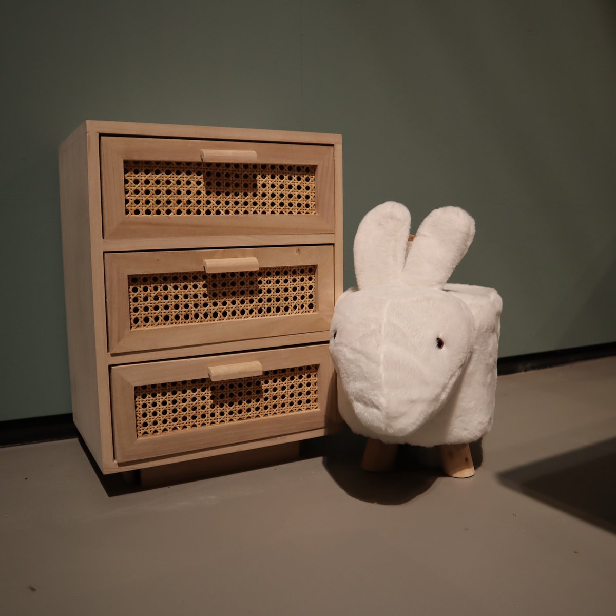 Dijk Natural Collections Dknc - Kast Met Geweven Band Paulownia Hout - 38x28x62cm - Natuurlijk