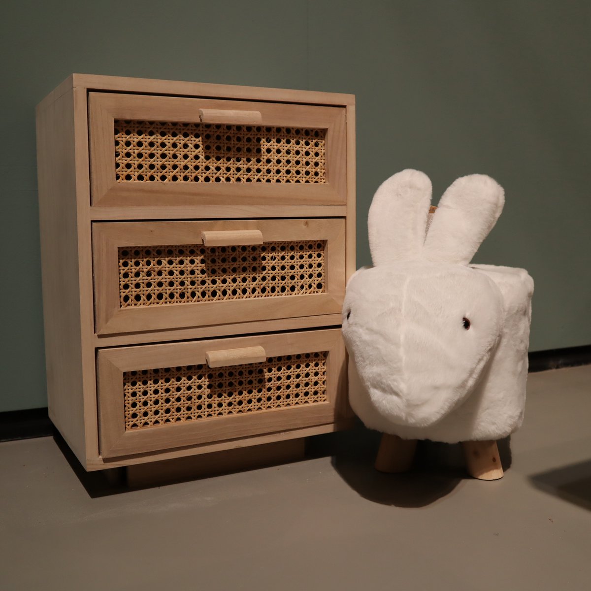 Dijk Natural Collections Dknc - Kast Met Geweven Band Paulownia Hout - 38x28x62cm - Natuurlijk