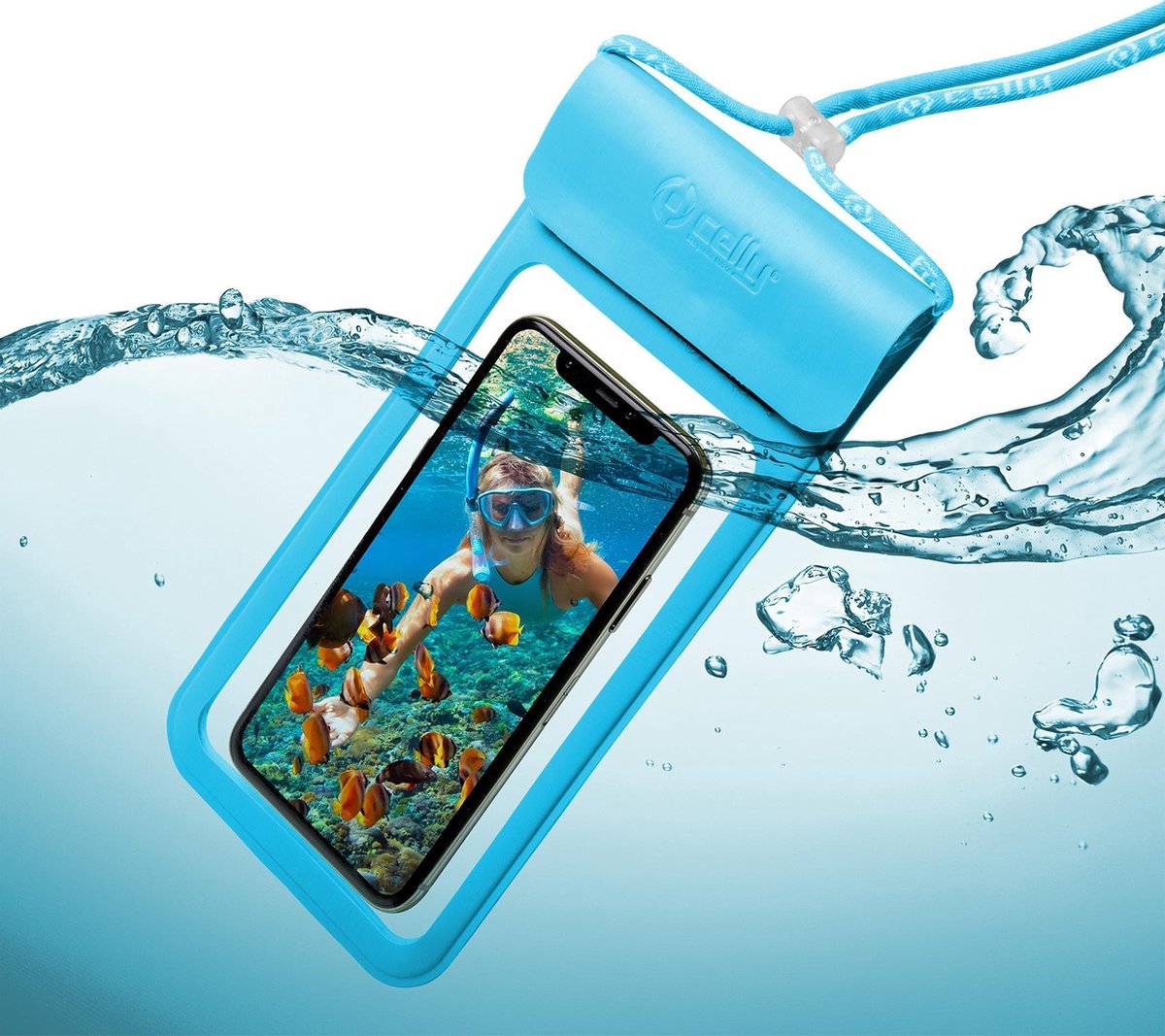 Celly - Splashbag Beschermhoes Xl Voor Smartphone, - - Blauw