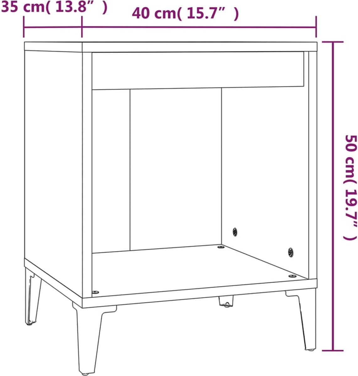 Vidaxl Nachtkastje 40x35x50 Cm Beton - Grijs