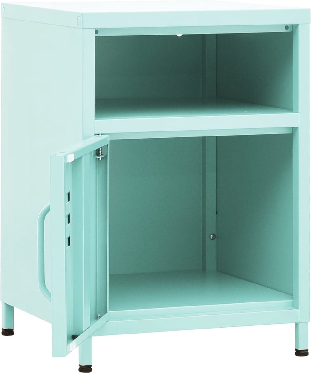 Vidaxl Nachtkastje 35x35x51 Cm Staal Mintkleurig - Blauw