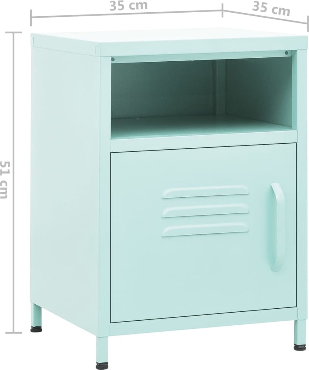 Vidaxl Nachtkastje 35x35x51 Cm Staal Mintkleurig - Blauw