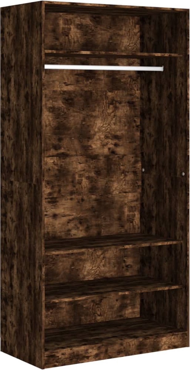 Vidaxl Kledingkast 100x50x200 Cm Bewerkt Hout Gerookt Eikenkleurig - Bruin
