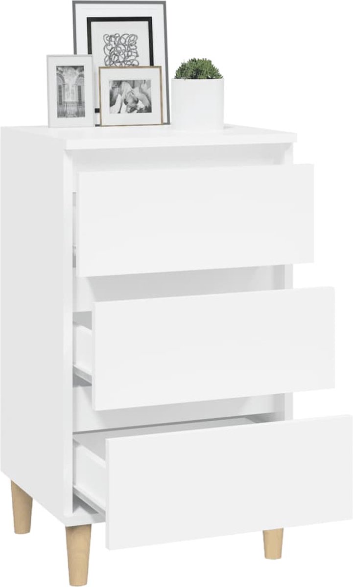 Vidaxl Nachtkastje 40x35x70 Cm Bewerkt Hout Wit