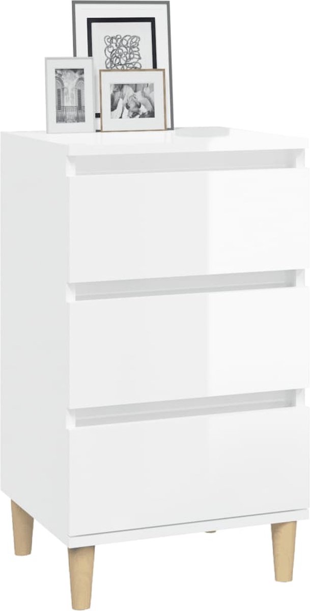 Vidaxl Nachtkastje 40x35x70 Cm Bewerkt Hout Hoogglans Wit