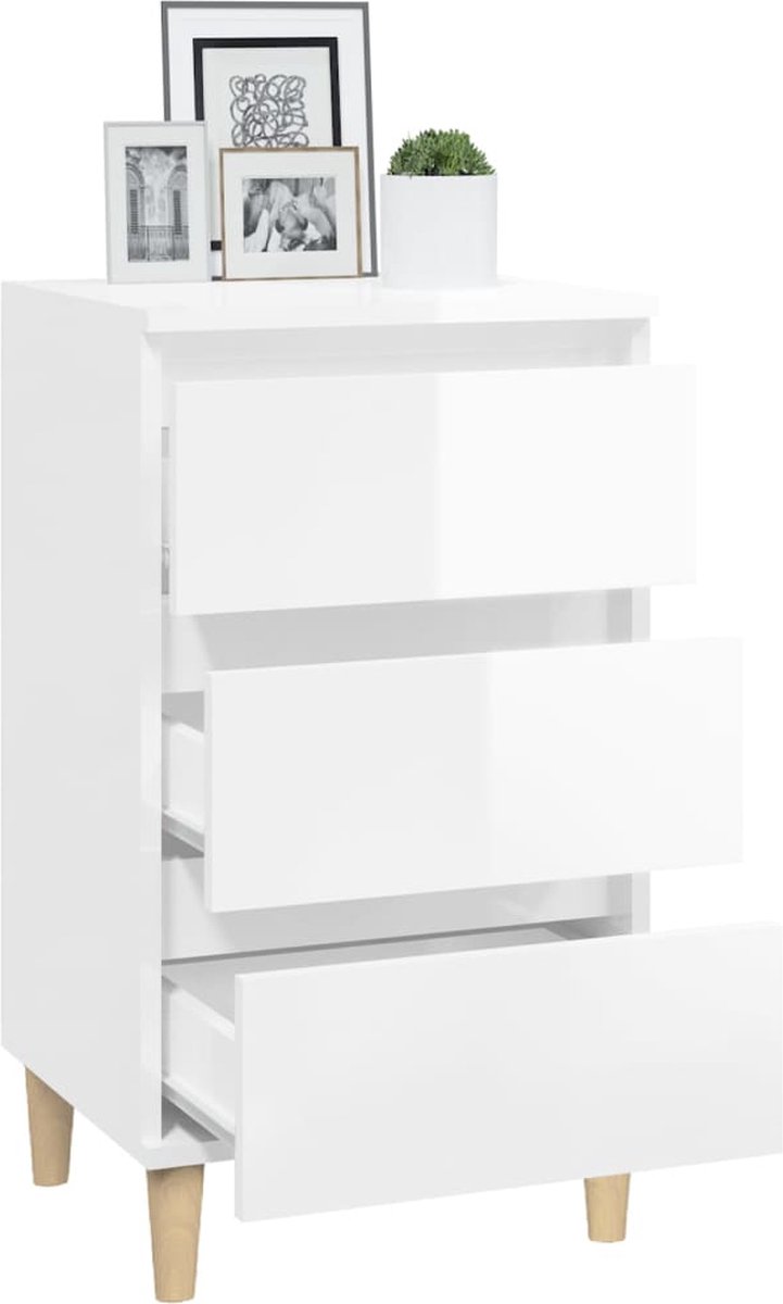 Vidaxl Nachtkastje 40x35x70 Cm Bewerkt Hout Hoogglans Wit
