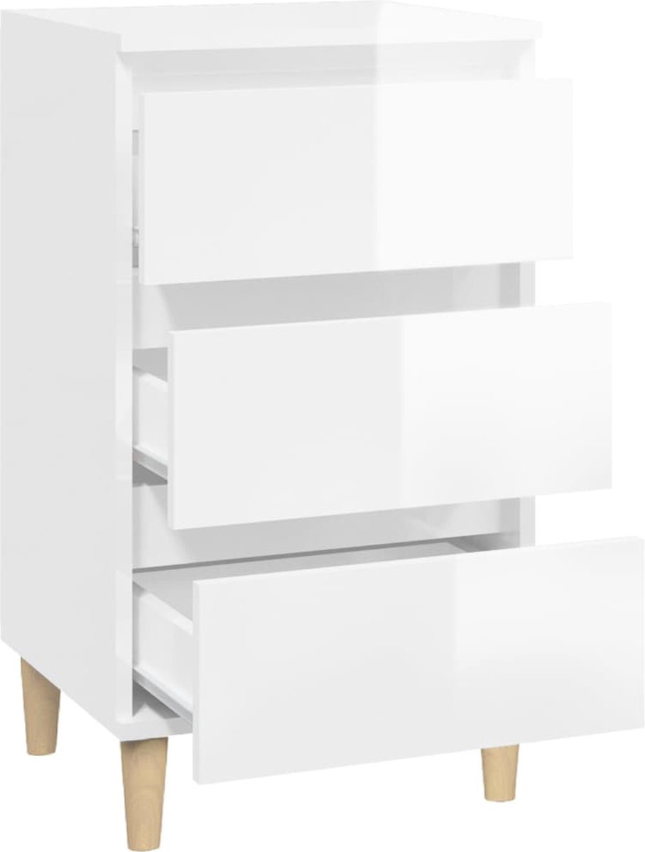Vidaxl Nachtkastje 40x35x70 Cm Bewerkt Hout Hoogglans Wit
