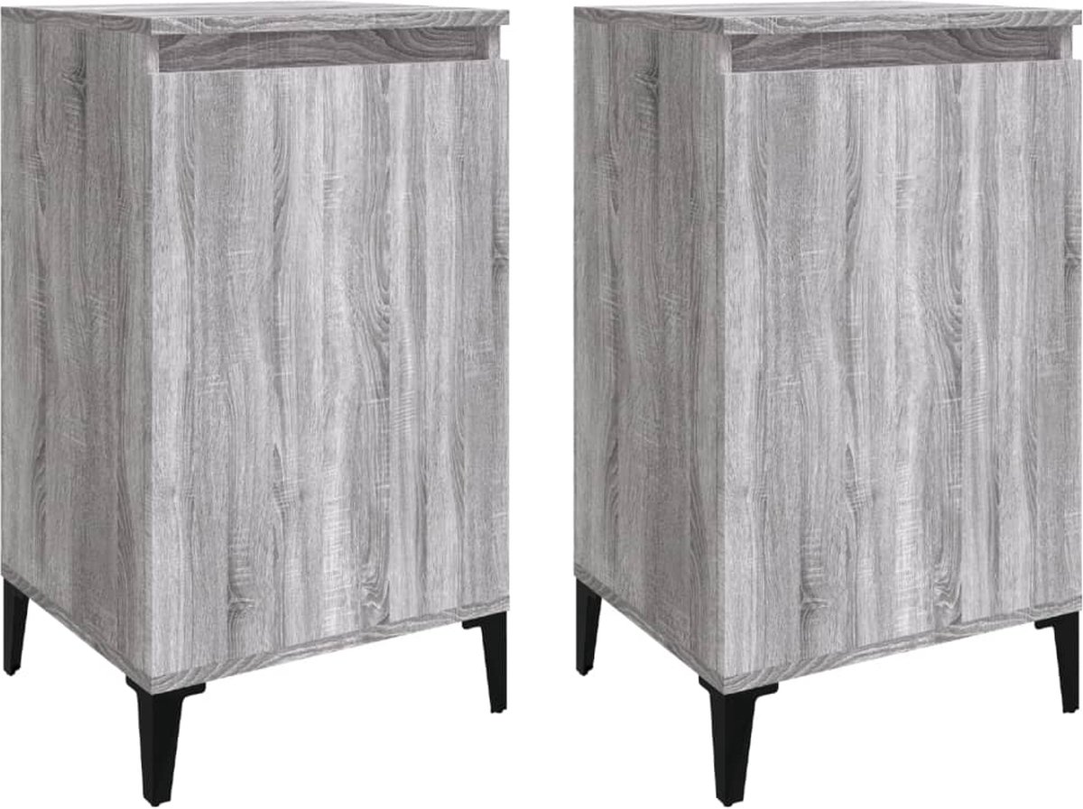 Vidaxl Nachtkastjes 2 St 40x35x70 Cm Bewerkt Hout Sonoma Eiken - Grijs