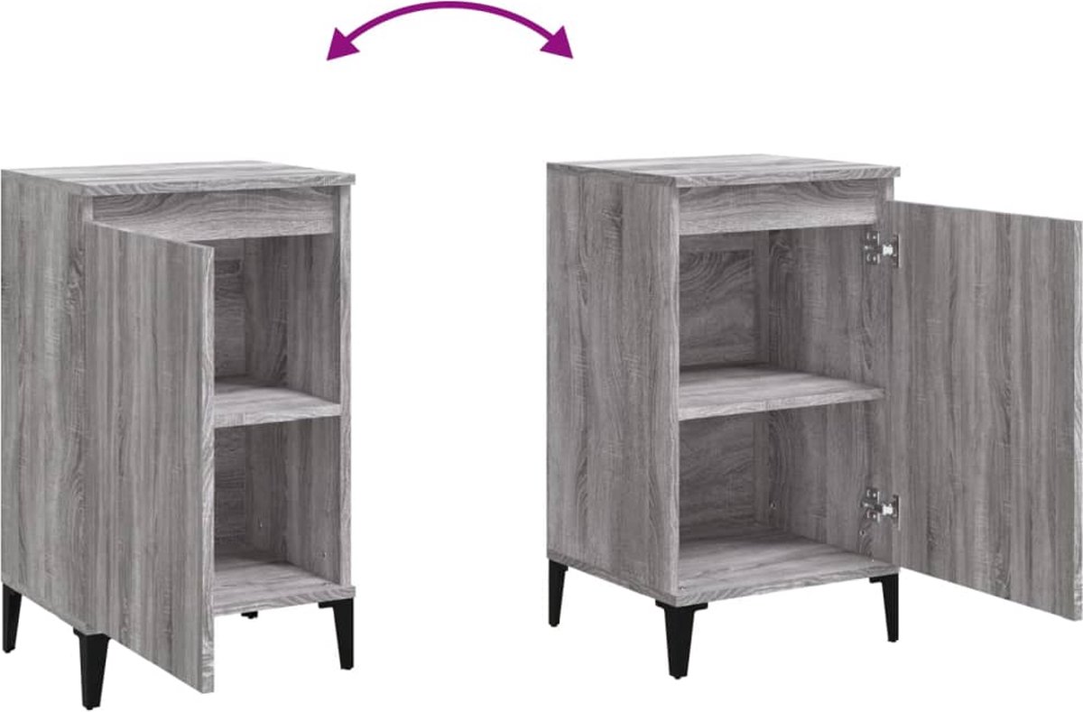 Vidaxl Nachtkastjes 2 St 40x35x70 Cm Bewerkt Hout Sonoma Eiken - Grijs
