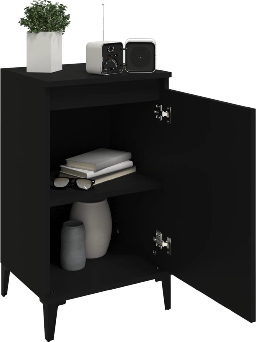 Vidaxl Nachtkastje 40x35x70 Cm Bewerkt Hout - Zwart