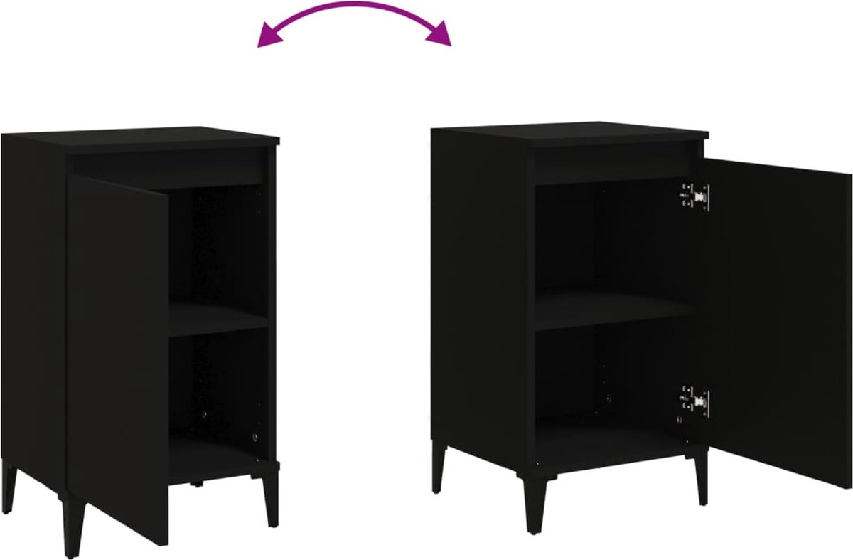 Vidaxl Nachtkastje 40x35x70 Cm Bewerkt Hout - Zwart