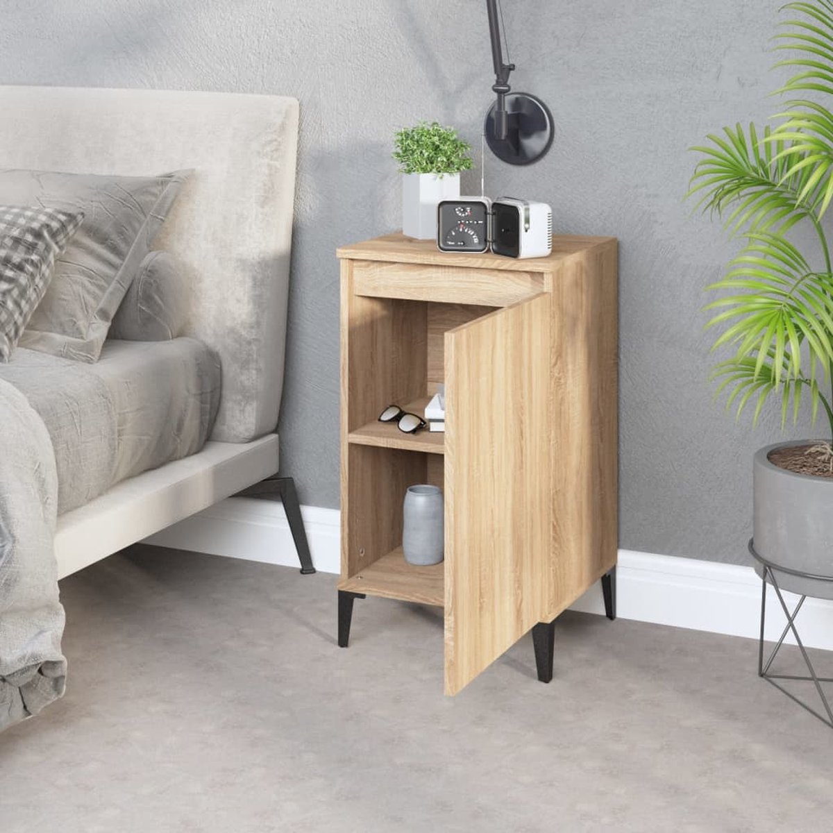 Vidaxl Nachtkastje 40x35x70 Cm Bewerkt Hout Sonoma Eikenkleurig - Bruin