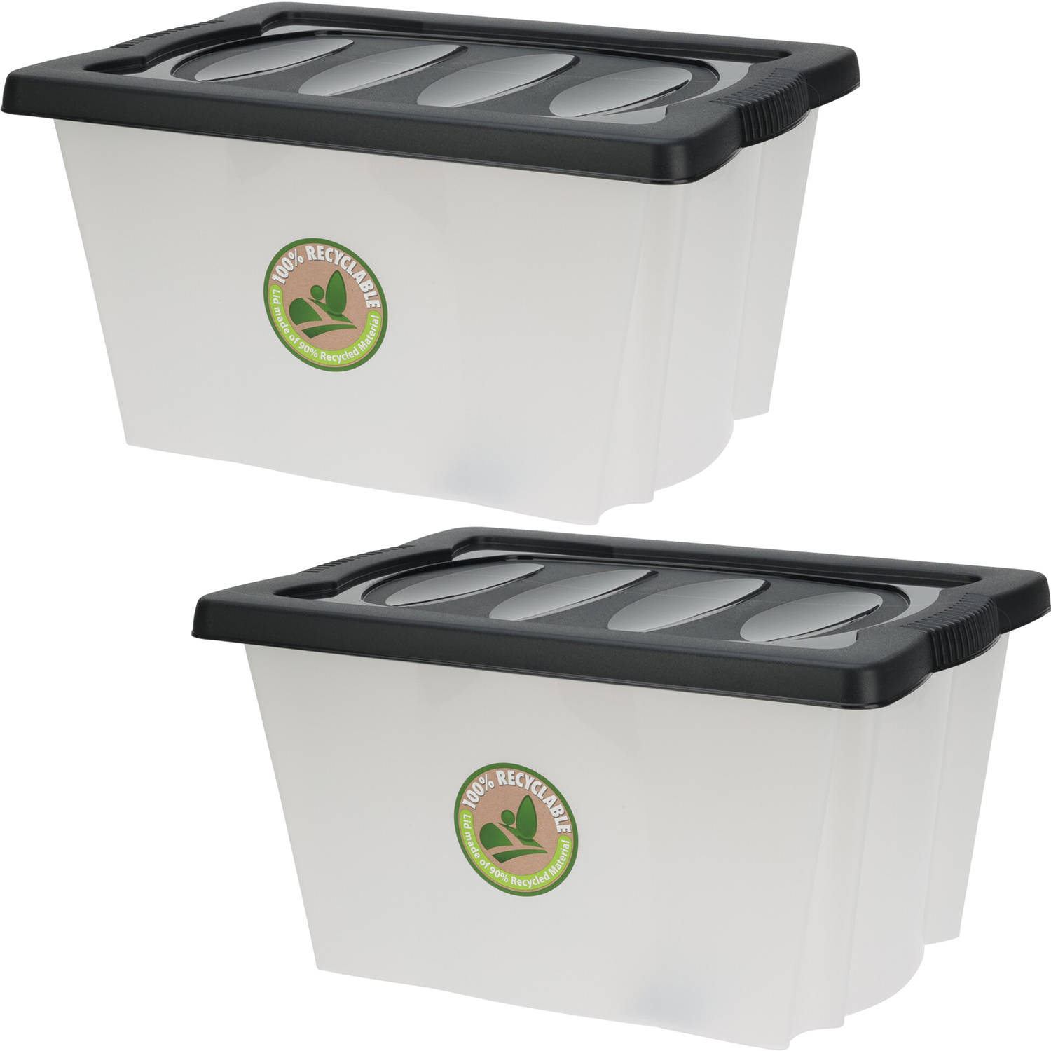 Bathroom Solutions 4x Stuks Opberg Boxen/dozen - Kunststof - 20 Liter - 43 X 33 X 24 Cm - Opbergbox