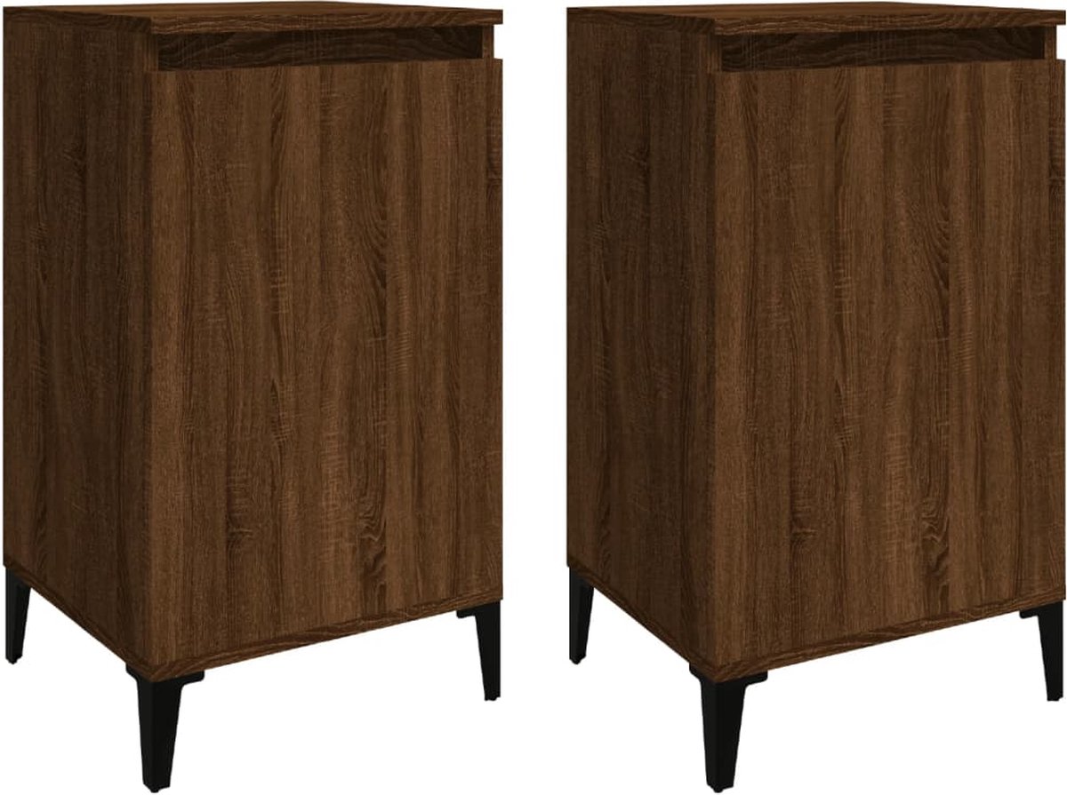 Vidaxl Nachtkastjes 2 St 40x35x70 Cm Bewerkt Houteikenkleurig - Bruin
