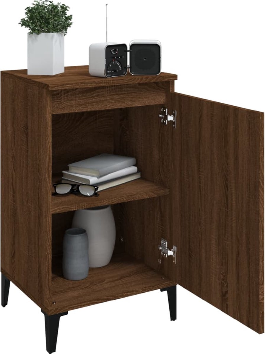 Vidaxl Nachtkastjes 2 St 40x35x70 Cm Bewerkt Houteikenkleurig - Bruin