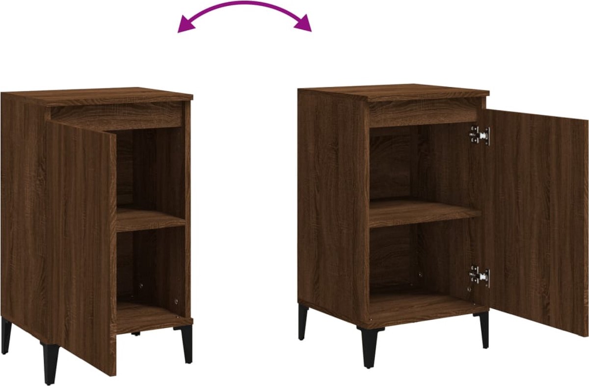 Vidaxl Nachtkastjes 2 St 40x35x70 Cm Bewerkt Houteikenkleurig - Bruin