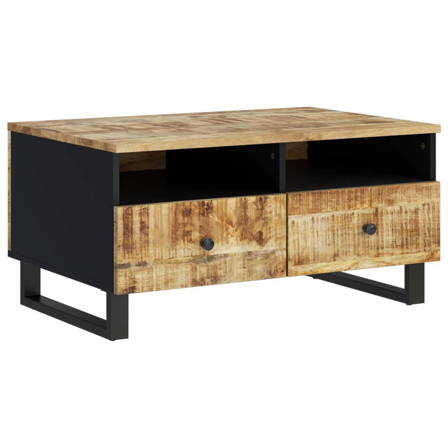 Vidaxl Salontafel 80x54x40 Cm Massief Mangohout En Bewerkt Hout - Bruin