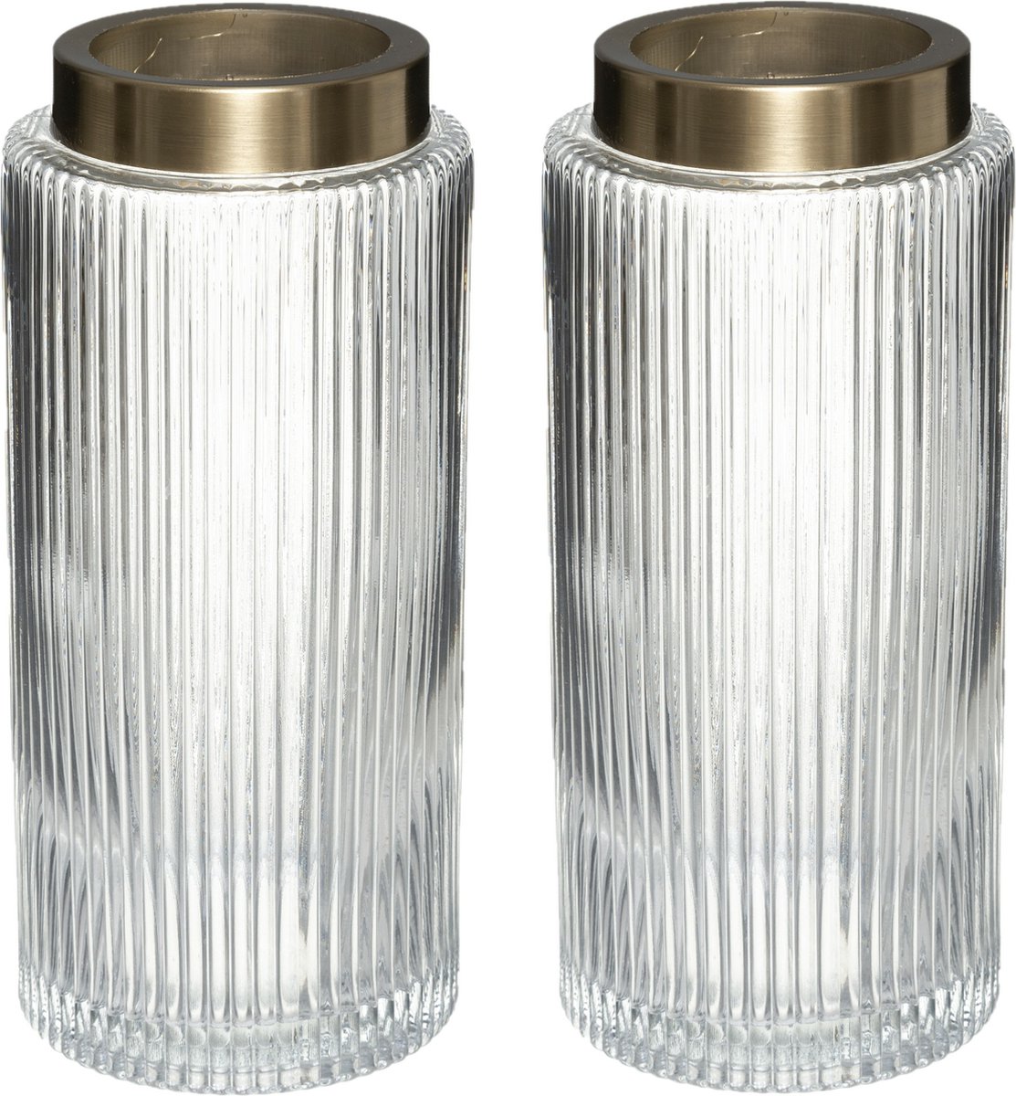 Bloemenvaas - 2x - Elegance - Cilinder Vorm - Transparant - Glas - H26 X D12 Cm - Vazen