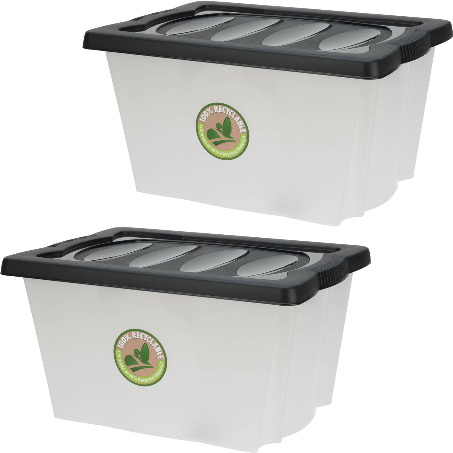 Bathroom Solutions 3x Stuks Opberg Boxen/dozen - Kunststof - 20 Liter - 43 X 33 X 24 Cm - Opbergbox