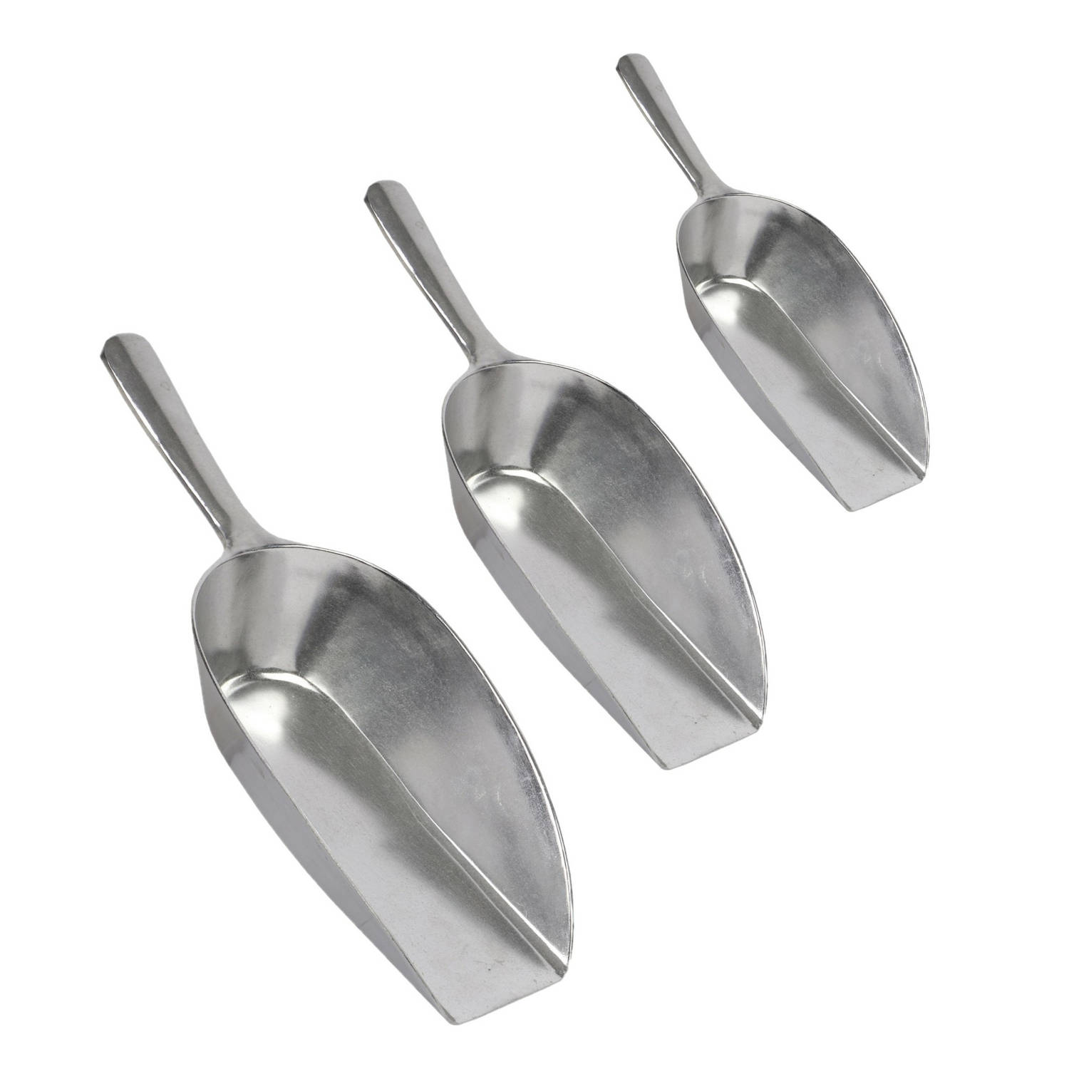 Talen Tools Multifunctionele Toepasbare Scheppen Set Van 3x Zilver Roestvrij Staal 25/18/12 Cm - Multischeppen - Silver