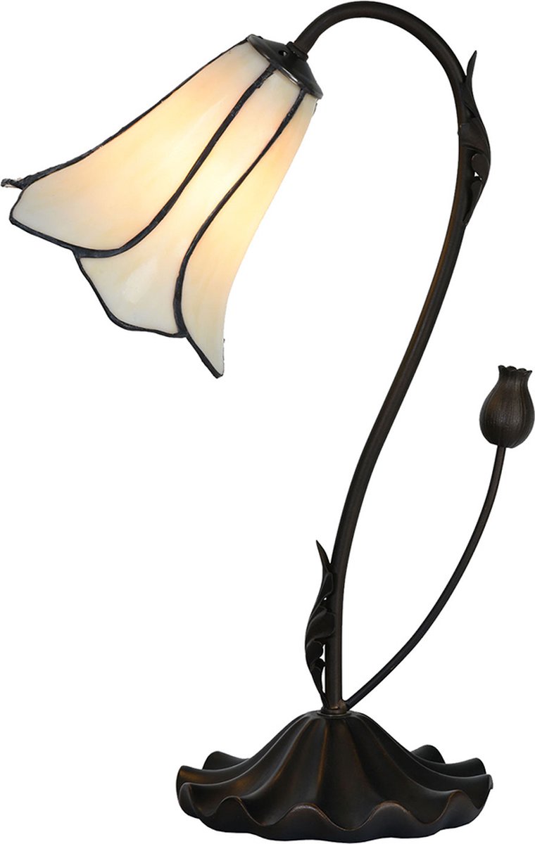 HAES deco - Tiffany Tafellamp Wit Ø 17x43 Cm Fitting E14 / Lamp Max 1x25w