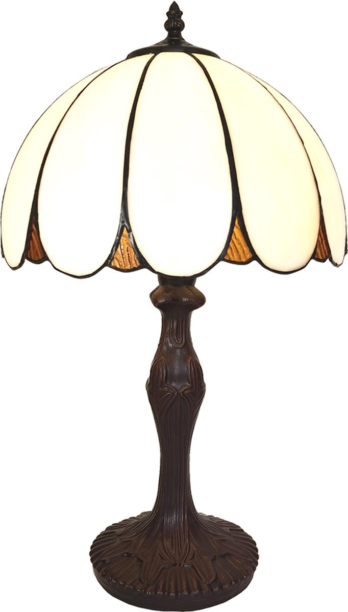 HAES deco - Tiffany Tafellamp Wit Ø 31x43 Cm Fitting E27 / Lamp Max 1x40w