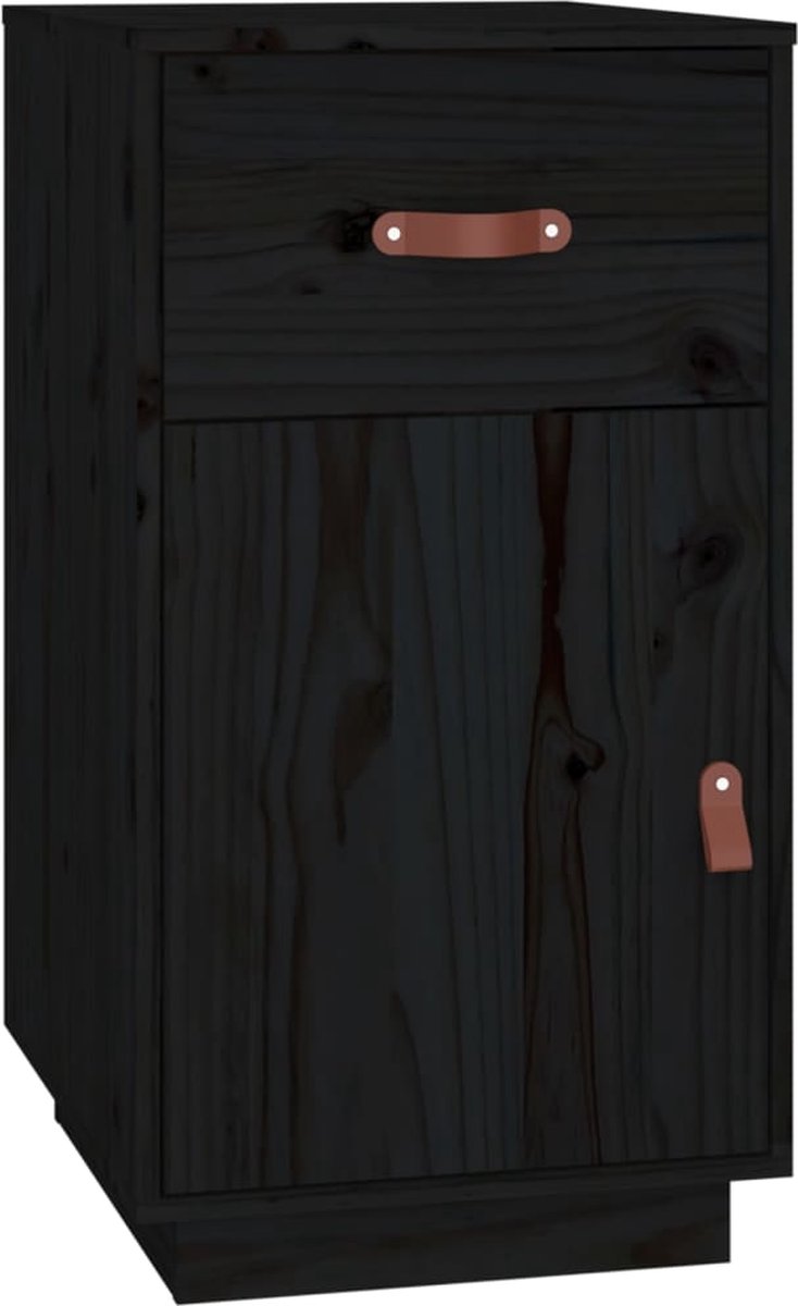 Vidaxl Bureau Met Kastjes 135x50x75 Cm Massief Grenenhout - Zwart