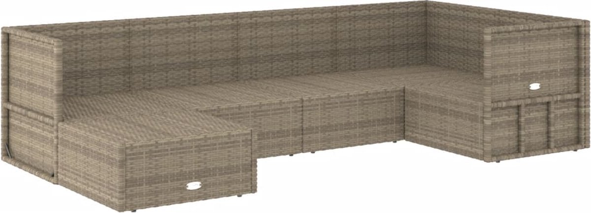 Vidaxl 6-delige Loungeset Met Kussens Poly Rattan - Grijs