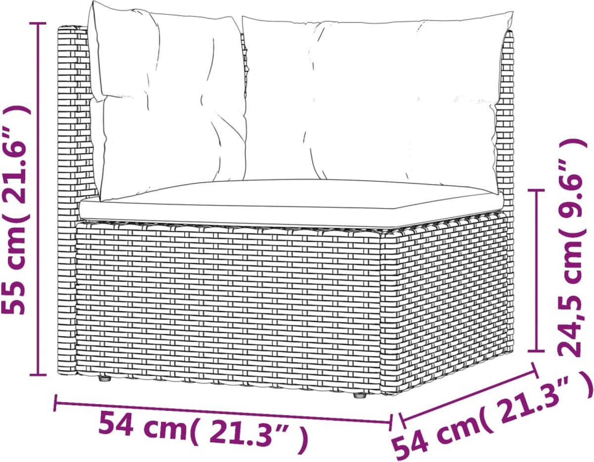 Vidaxl 6-delige Loungeset Met Kussens Poly Rattan - Grijs